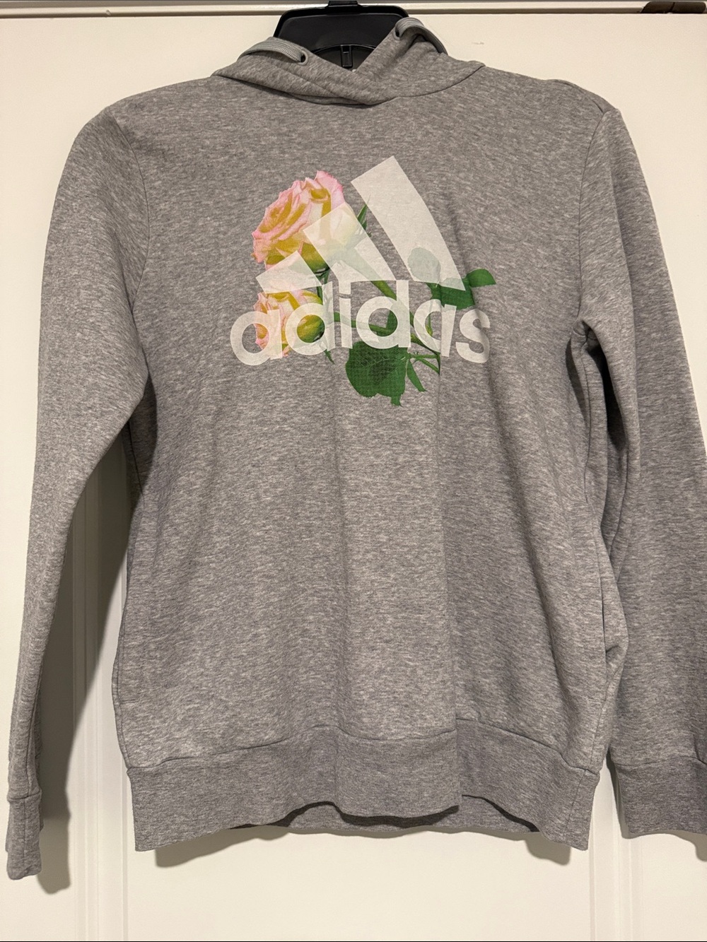 adidas Gray Hoodie with Pink & Yellow Rose Logo